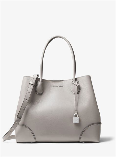 michael kors mercer large leather tote pearl grey|Michael Kors mercer bag large.